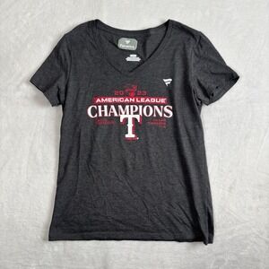 Fanatics Texas Rangers 2023 AL Champions Grey SS V-Neck‎ Shirt Women's Small